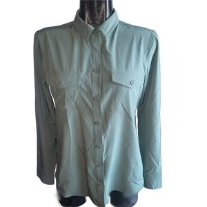 Eddie Bauer Womens Olive Green Button Up Shirt S